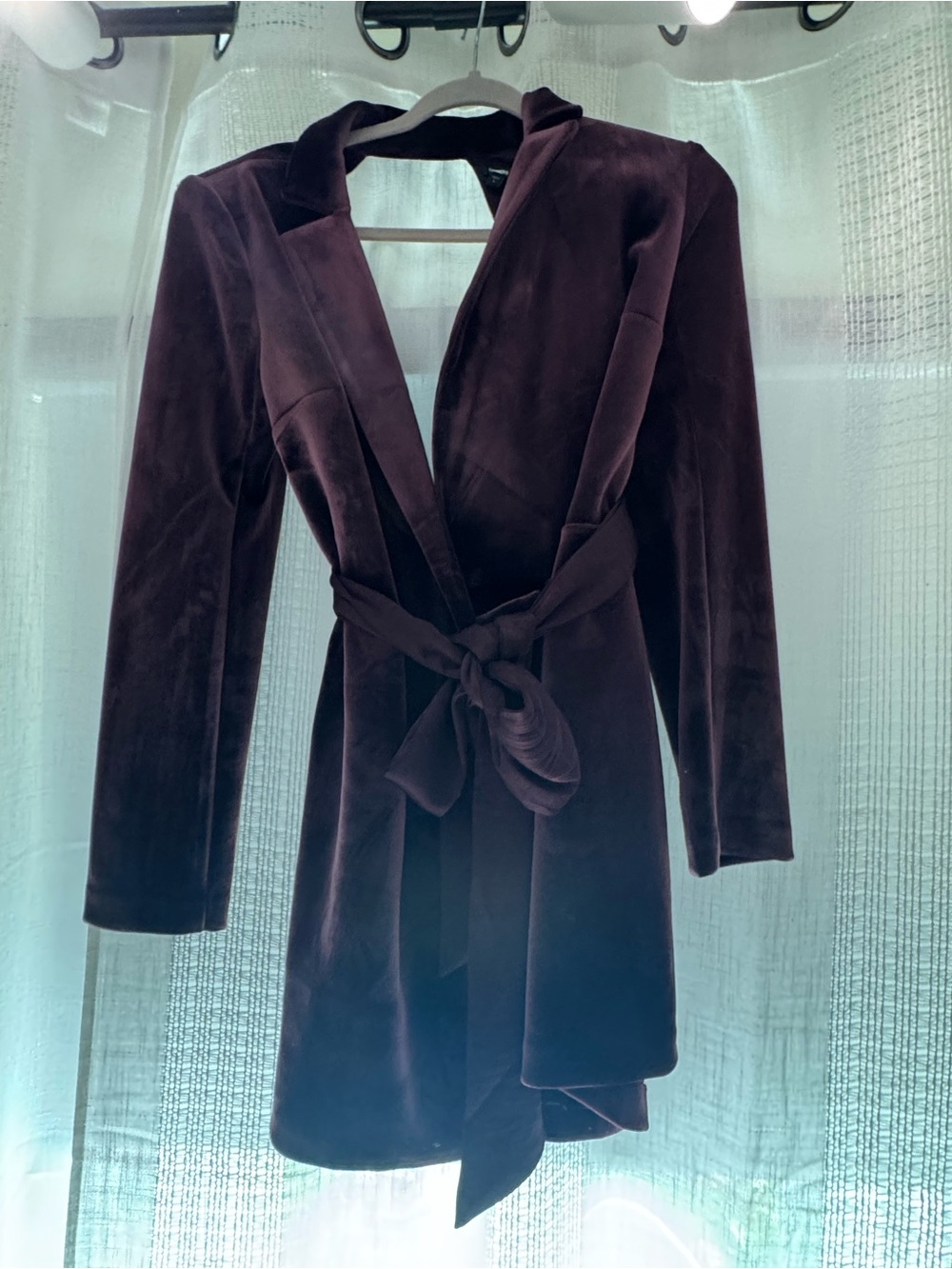 Women’s Velvet Wrap Romper - Deep Plum